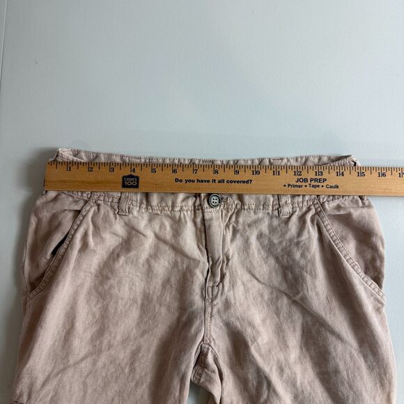 Cynthia Rowley Women's 100% Linen Cargo Pants Adjustable Length Beige Size 4 - Picture 5 of 10